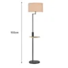 LED Stehleuchte Schwarz matt mit Stoffschirm, Ablagetisch & USB Anschluss, 160cm