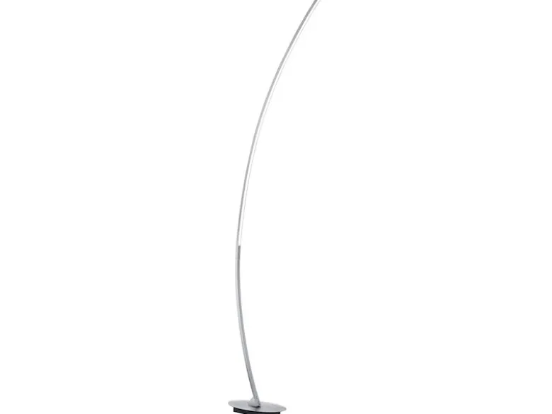 LED Stehleuchte SOLO gebogen Metall Silber gebürstet, Höhe 158cm