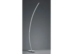 LED Stehleuchte SOLO gebogen Metall Silber gebürstet, Höhe 158cm