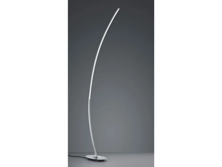 LED Stehleuchte SOLO gebogen Metall Silber gebürstet, Höhe 158cm