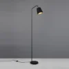 LED Stehleuchte Spot schwenkbar, Metall & Stoffschirm Schwarz/Gold, Höhe 148cm