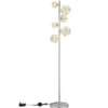 LED Stehleuchte VIRINA Silber Chrom mit fünf Kugeln aus K9 Kristallen, H: 155cm