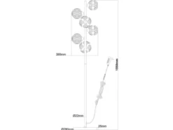 LED Stehleuchte VIRINA Silber Chrom mit fünf Kugeln aus K9 Kristallen, H: 155cm
