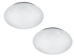 LED Sternenhimmel Deckenleuchte 2er Set Weiß IP44 Badlampen, Ø 37cm