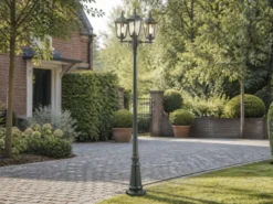 LED Straßenlaterne Aluminium Grün, E27 Gartenlaterne 3-flammig, Höhe 220cm