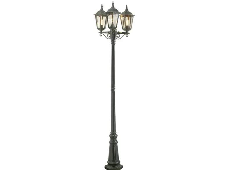 LED Straßenlaterne Aluminium Grün, E27 Gartenlaterne 3-flammig, Höhe 220cm