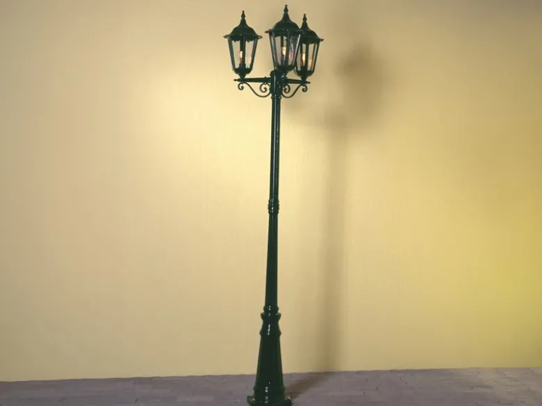 LED Straßenlaterne Aluminium Grün, E27 Gartenlaterne 3-flammig, Höhe 220cm