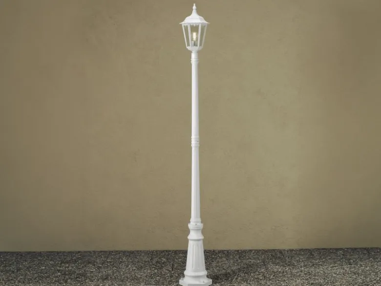 LED Straßenlaterne Aluminium Weiß, E27 Gartenlaterne 1-flammig, Höhe 210cm