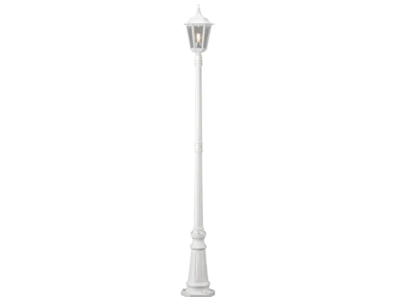 LED Straßenlaterne Aluminium Weiß, E27 Gartenlaterne 1-flammig, Höhe 210cm