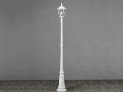 LED Straßenlaterne Aluminium Weiß, E27 Gartenlaterne 1-flammig, Höhe 210cm