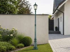 LED Straßenlaterne Aluminium Grün, E27 Gartenlaterne 1-flammig, Höhe 210cm