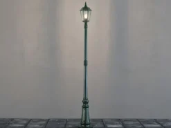 LED Straßenlaterne Aluminium Grün, E27 Gartenlaterne 1-flammig, Höhe 210cm