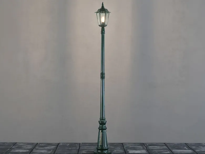 LED Straßenlaterne Aluminium Grün, E27 Gartenlaterne 1-flammig, Höhe 210cm