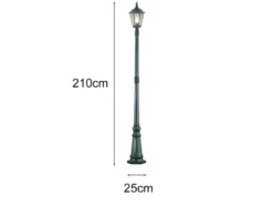 LED Straßenlaterne Aluminium Grün, E27 Gartenlaterne 1-flammig, Höhe 210cm