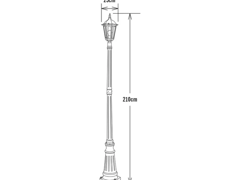 LED Straßenlaterne Aluminium Schwarz, E27 Gartenlaterne 1-flammig, Höhe 210cm