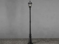 LED Straßenlaterne Aluminium Schwarz, E27 Gartenlaterne 1-flammig, Höhe 210cm
