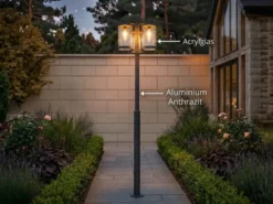 LED Straßenlaterne im Landhausstil, 3-flammig Anthrazit, Höhe 240cm
