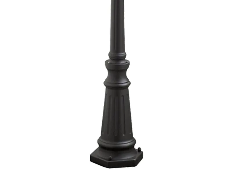LED Straßenlaterne im Landhausstil, 3-flammig aus Aluminium Schwarz, Höhe 218cm