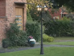 LED Straßenlaterne im Landhausstil, 3-flammig Schwarz-Silber, Höhe 218cm