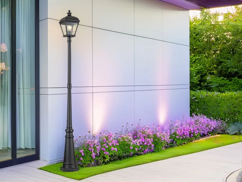 LED Straßenlaterne im Landhausstil Aluminium Schwarz, Höhe 216cm