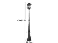 LED Straßenlaterne im Landhausstil Aluminium Schwarz, Höhe 216cm