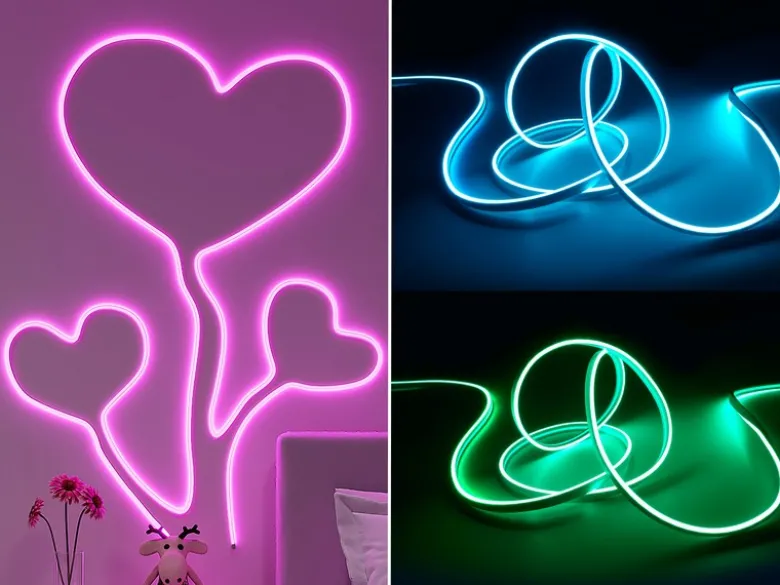 LED Streifen NEON mit Fernbedienung, RGB Farbwechsel & Dimmer - 3 Meter