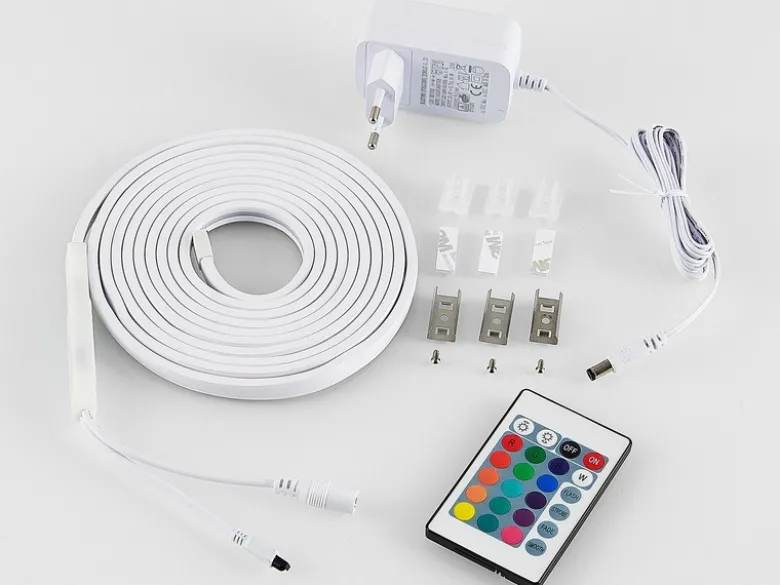 LED Streifen NEON mit Fernbedienung, RGB Farbwechsel & Dimmer - 3 Meter