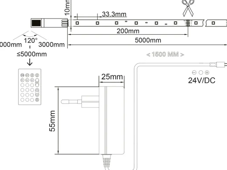 LED Streifen RGB STRIPE mit Fernbedienung für Innen - Länge 5 Meter