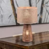 LED Tischlampe aus Naturmaterial Rattan Braun, Höhe 40cm