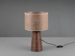 LED Tischlampe aus Naturmaterial Rattan Braun, Höhe 40cm