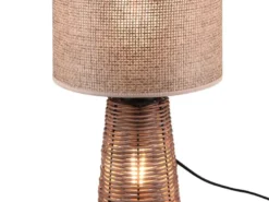 LED Tischlampe aus Naturmaterial Rattan Braun, Höhe 40cm