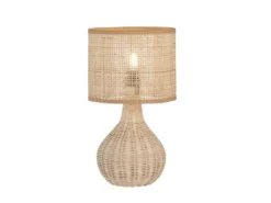 LED Tischlampe dimmbar aus Korbgeflecht, Höhe 37cm
