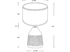 LED Tischlampe dimmbar, Keramikfuß Weiß, Papierschirm geflochten, Höhe 43cm