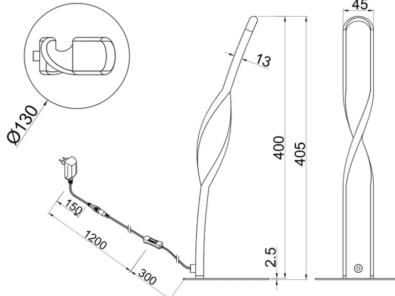 LED Tischlampe GINKO, Metall Weiß, Höhe 40,5cm