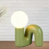 LED Tischlampe Keramik Grün, Glas Weiß, Höhe 21,5cm