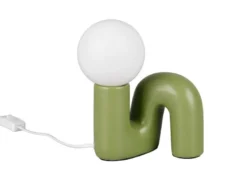 LED Tischlampe Keramik Grün, Glas Weiß, Höhe 21,5cm