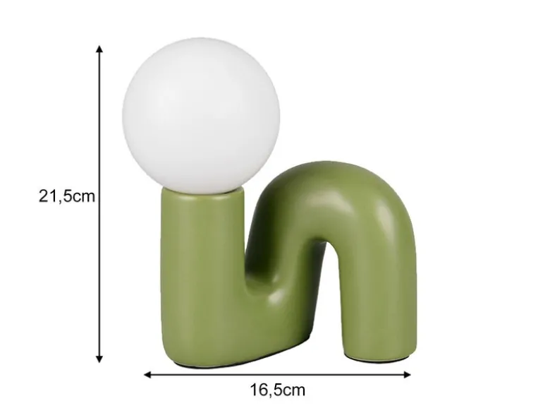 LED Tischlampe Keramik Grün, Glas Weiß, Höhe 21,5cm