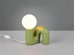 LED Tischlampe Keramik Grün, Glas Weiß, Höhe 21,5cm