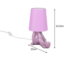 LED Tischlampe Keramik Lila mit Stoffschirm, Höhe 24,5cm