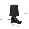 LED Tischlampe Keramik Schwarz mit Stoffschirm, Höhe 24,5cm