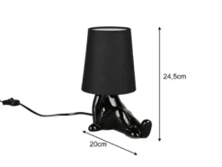 LED Tischlampe Keramik Schwarz mit Stoffschirm, Höhe 24,5cm