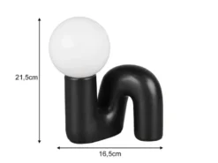LED Tischlampe Keramik Schwarz, Glas Weiß, Höhe 21,5cm