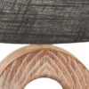 LED Tischlampe mit Keramikfuß Holzoptik & Leinenschirm Grau, Höhe 31cm