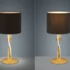 LED Tischlampe mit Stoffschirm Schwarz und beleuchtetem Gestell, Höhe 62cm