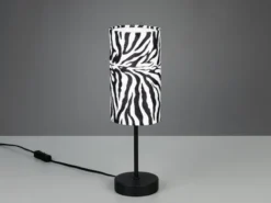 LED Tischlampe mit Stoffschirm Zebramuster, Höhe 36,5cm