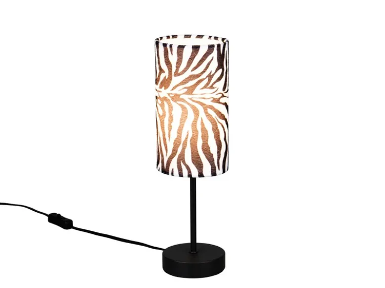LED Tischlampe mit Stoffschirm Zebramuster, Höhe 36,5cm