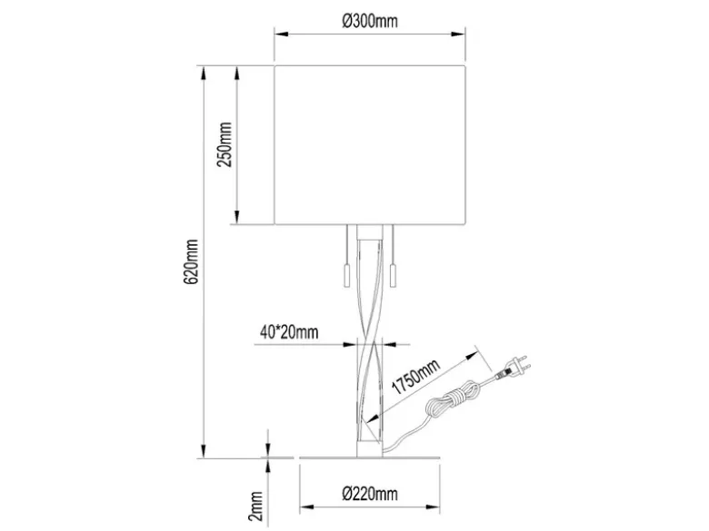 LED Tischlampe mit Stoffschirm Weiß und beleuchtetem Gestell, Höhe 62cm