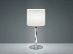 LED Tischlampe mit Stoffschirm Weiß und beleuchtetem Gestell, Höhe 62cm