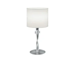 LED Tischlampe mit Stoffschirm Weiß und beleuchtetem Gestell, Höhe 62cm
