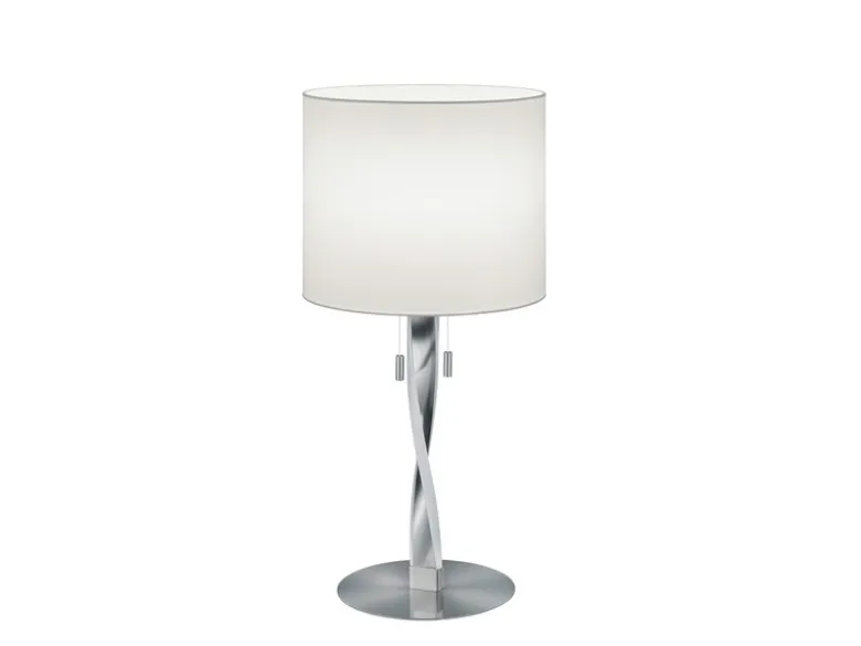 LED Tischlampe mit Stoffschirm Weiß und beleuchtetem Gestell, Höhe 62cm